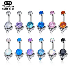 G23 Titanium ASTMF136 fashion Belly Button Ring Piercing Jewelry Navel Ring For Women Double Bezel Setting Delicate Zircon Opa