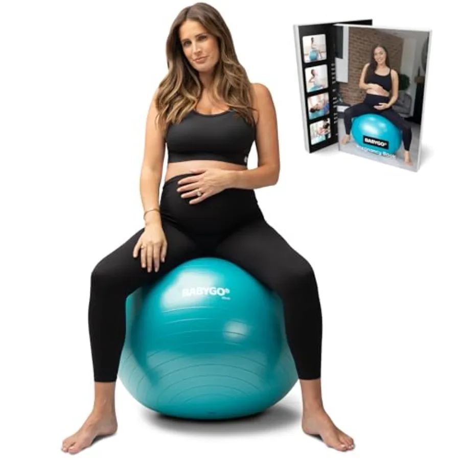 

Birthing Ball - Pregnancy Yoga Labor and Exercise Ball and Book Set Trimester Targeting Maternity Physio Birth and Recovery Pla