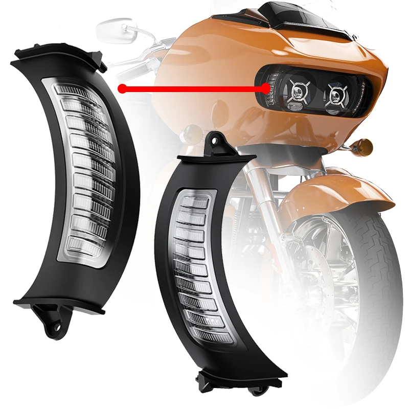 DOT Approved Motorcycle LED Turn Signal Light with White DRL Fit for Harley Road Glide Model