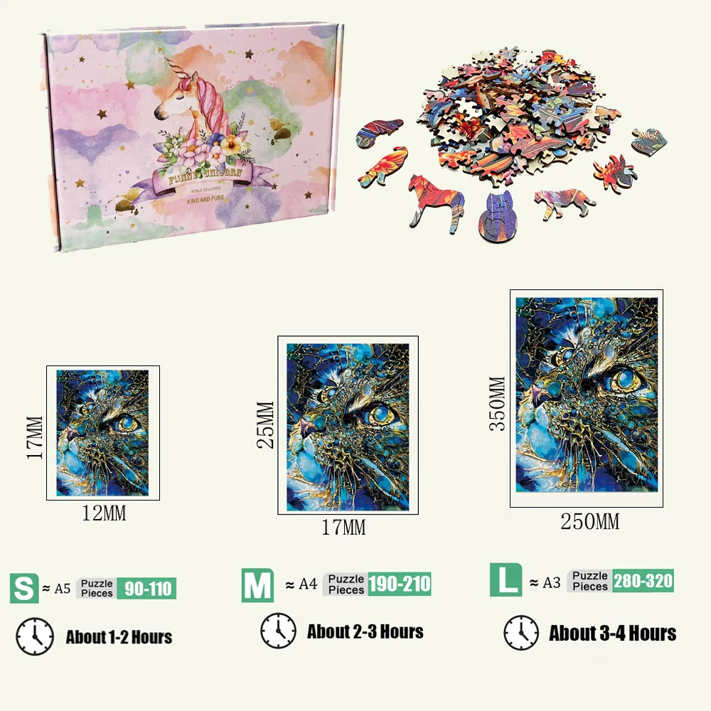 Puzzle rettangolari per animali in legno di gatto Giochi creativi Brain Twister Regali di festa Puzzle in legno Bambini Adulti Giocattoli fai da te di alta qualità