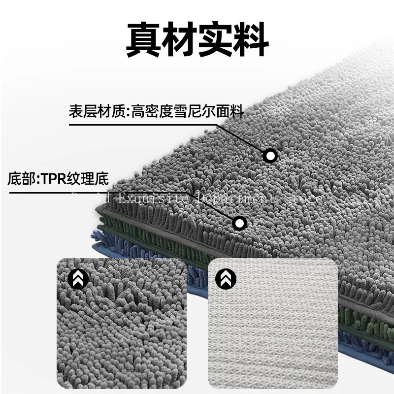 

Oval Chenille Bathroom Mats Ultra Soft Absorbent Bath Non-slip Rugs Washable Shower Mats Thick Plush Microfiber Floor Carpets