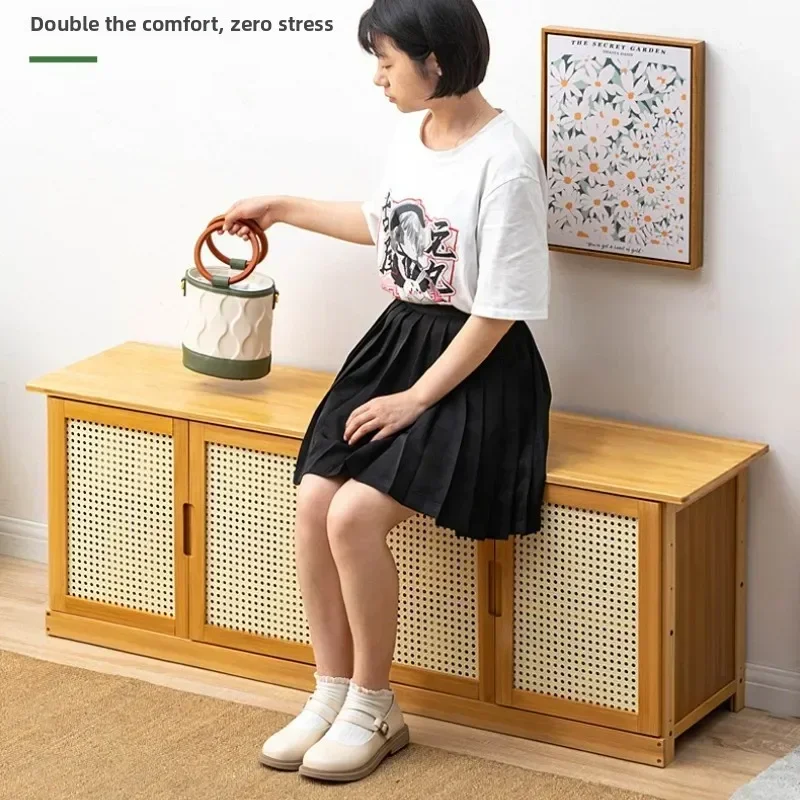 Shoe changing stool household door strip stool wearing shoe stool shoe cabinet integrated stool shoe rack seated solid wood