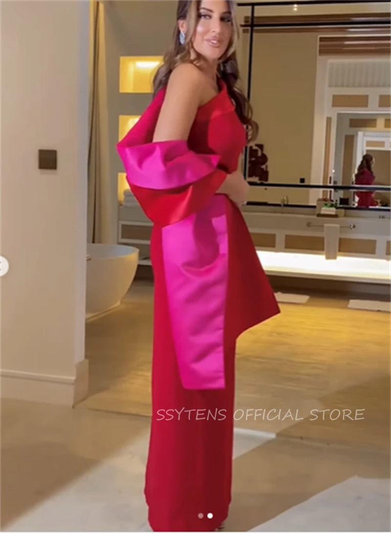 Elegant Red Dubai Evening Dresses Customized Pink Graduation Prom Gowns Arabia Women Long Formal Occasion Party Dress Vestidos