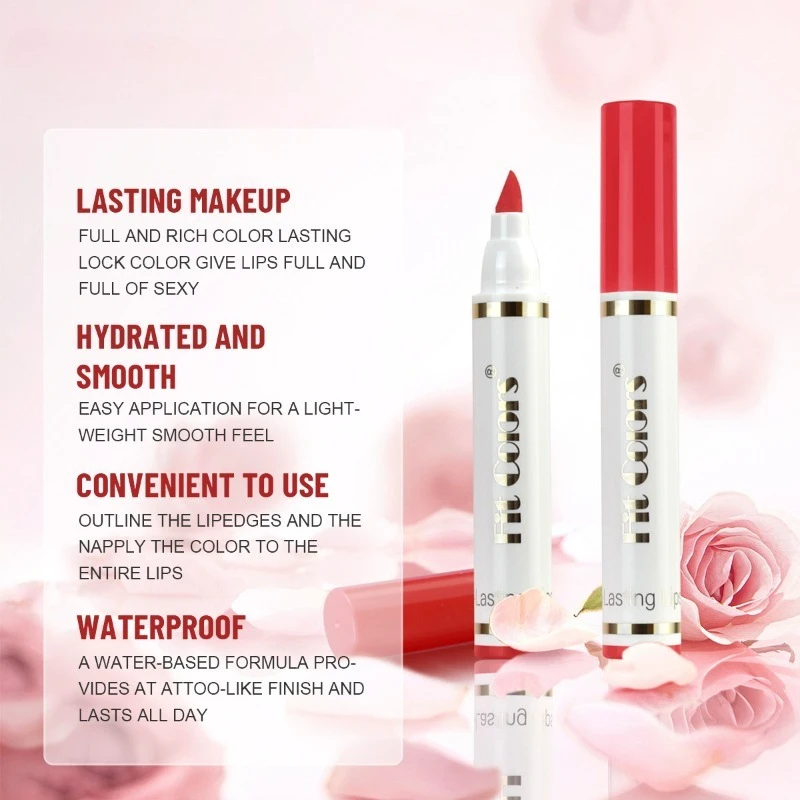 Matita per labbra a 6 colori e rossetto opaco a prova di trasferimento Impermeabile a prova di sudore Abbigliamento duraturo per cosmetici a matita per labbra con definizione