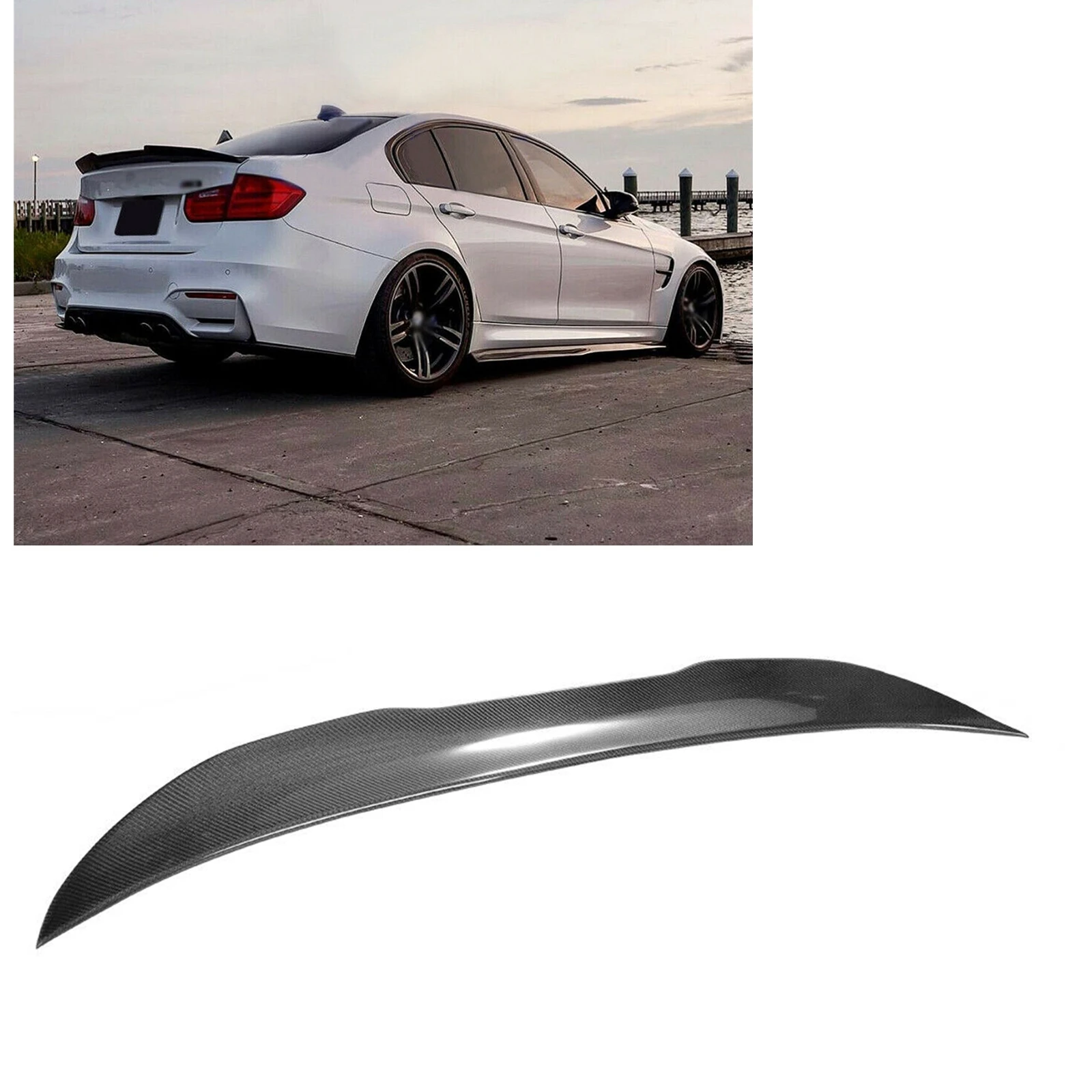 

Carbon Fiber Car Rear Trunk Spoiler Wing Trim Splitter Lip Flap For BMW 3 Series F30 318i 320i 325i F80 M3 Sedan PSM Style