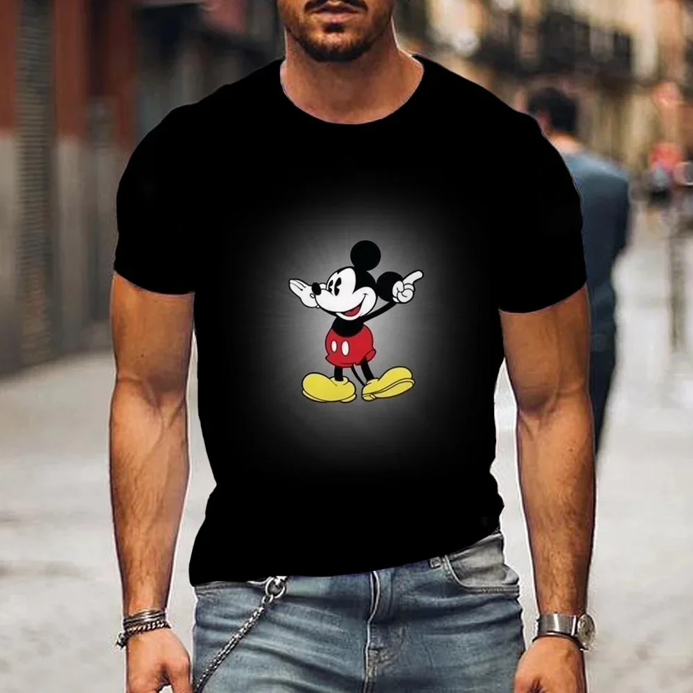 2024 Disney Mickey Mouse t-shirt con stampa 3d nuova t-shirt animazione Top Summer Street coppia genitore-figlio manica corta