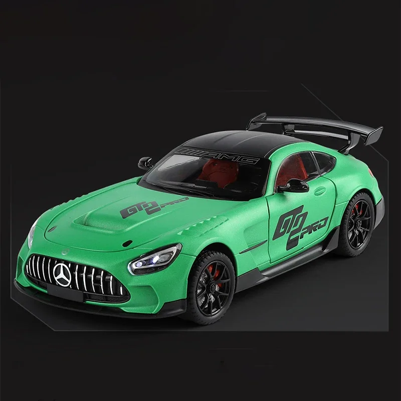 1:24 Benzs AMG GTR Alloy Die Cast Toy Car Model Sound and Light Pull Back Children's Toy Collectibles Birthday gift