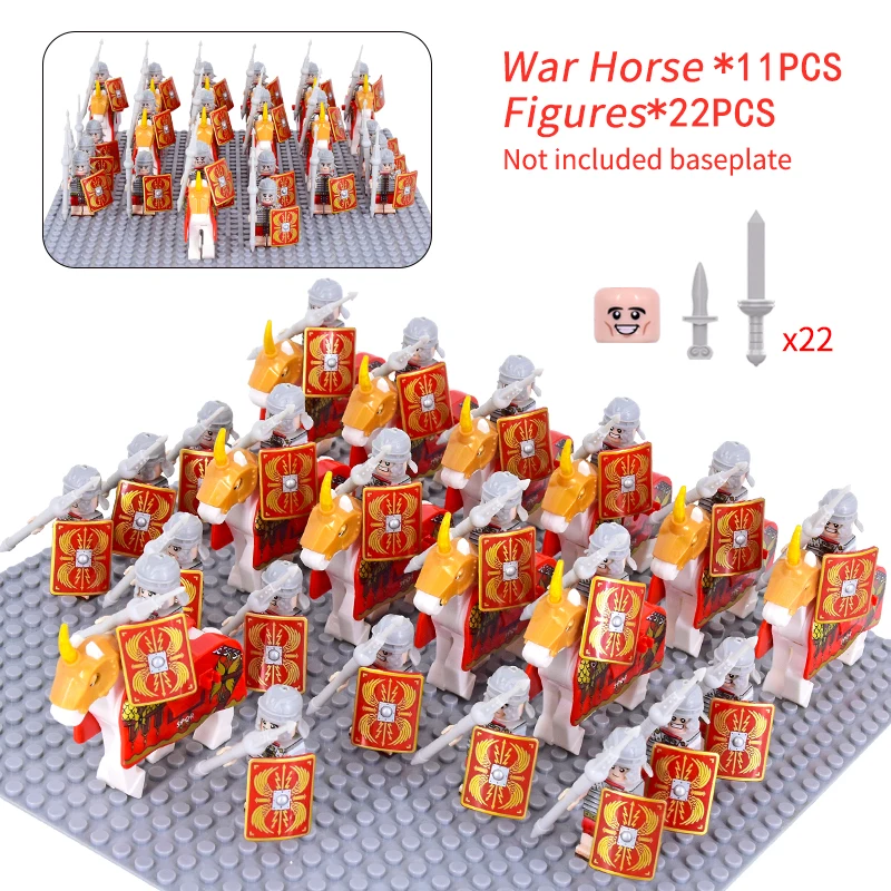 MOC Medieval Rome Signifer Castle Figures Roman Soldiers With War Horse Military Building Blocks Bricks Toy for kid XMAS gift