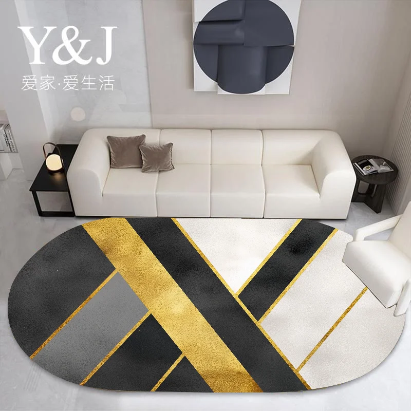 Modern Elliptic Carpets for Living Room Geometric Light Luxury Decorative Hanging Chair Rugs Bedroom Dresser Cloakroom Area Mat