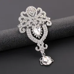 Women's Retro Personality Multifunctional Droplet Shaped Brooch Pendant Dual-purpose Rhinestone Clothing Accessory Clip