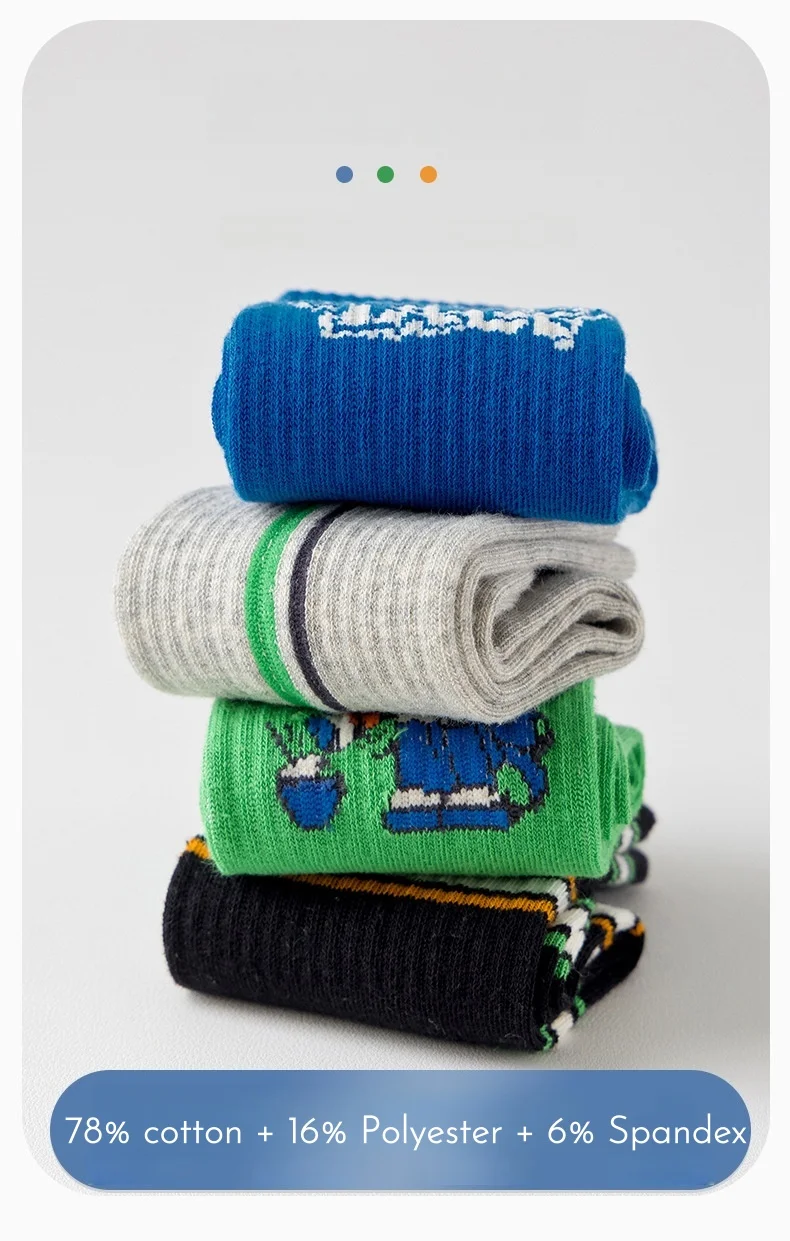 Baumwollsocken, 4 Paar, lange Socken, Kindersocken, Kniestrümpfe, gestreifte Sportsocken, Socken für Jungen und Mädchen, Skating-Socken, Sportsocken. – Detail 3
