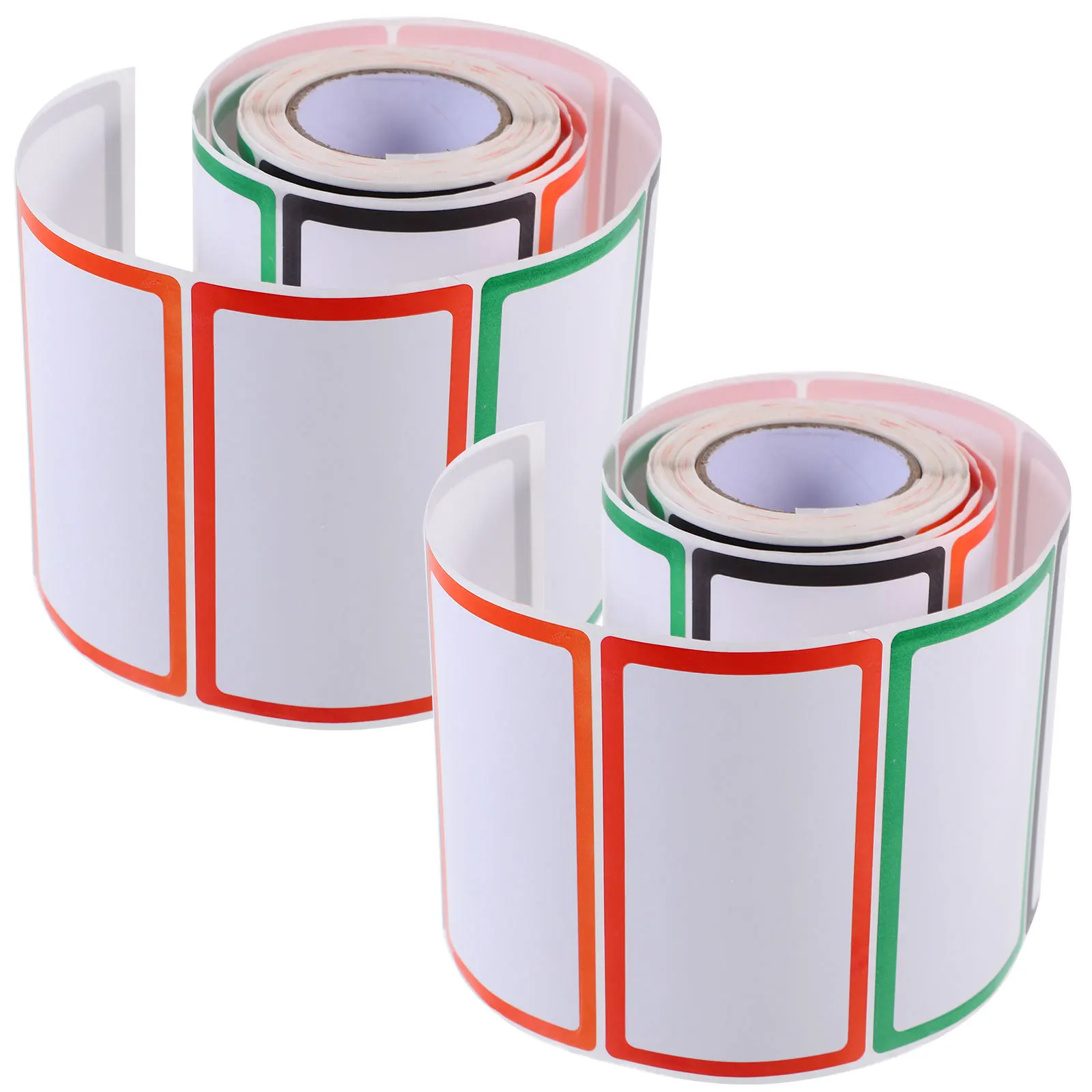 2 لفات ملصقات تسمية اسم فارغة ملصقات ملونة ذاتية اللصق لتنظيم المكاتب المنزلية علامات الاسم تصنيف لزج