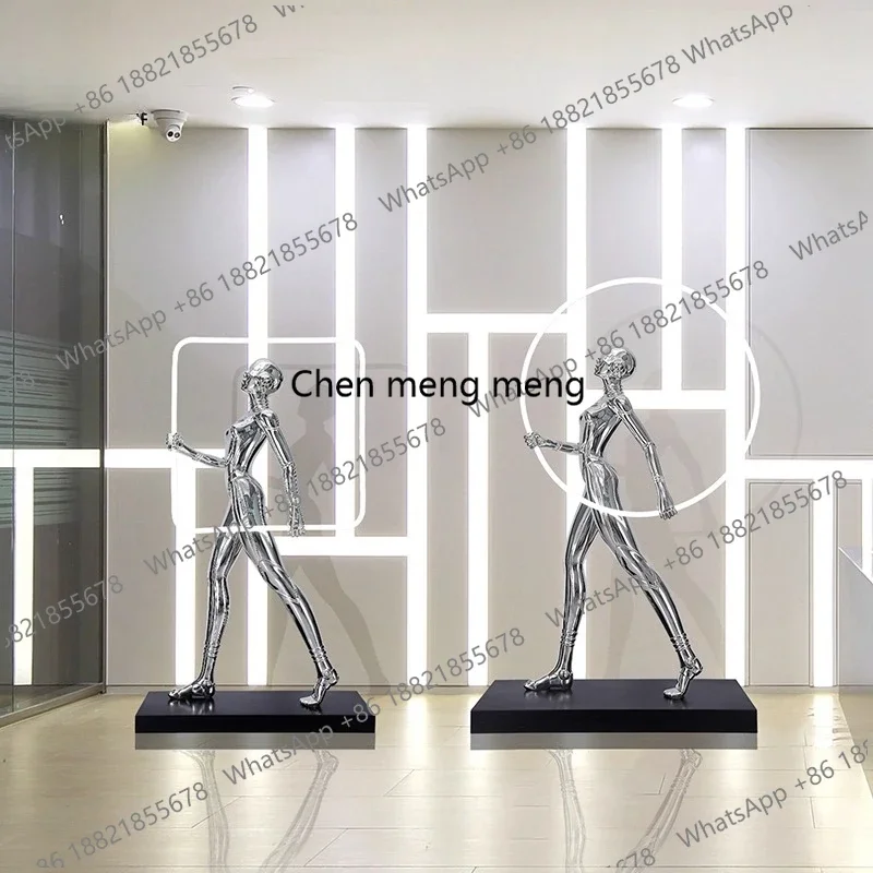 A139 Large abstract entrance aisle lobby floor-to-ceiling ornaments living room luminous lamp figure sculpture