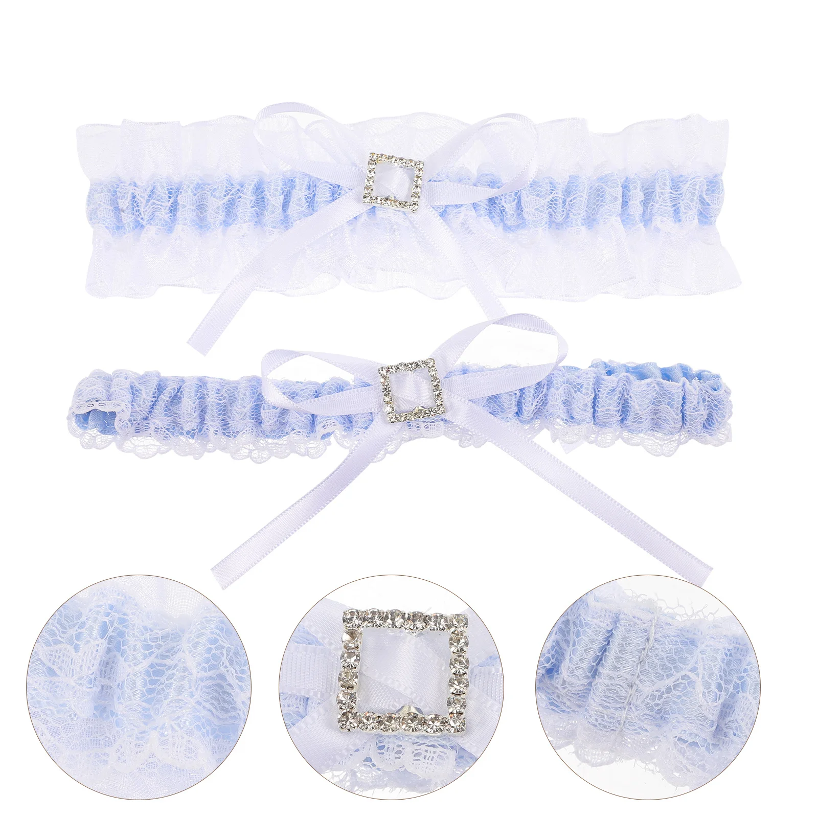 

1Pair Rhinestone Heart Garters for Bride Elegant Lace Bowknot Wedding Leg Band Decor Bridal Party Anniversary Prom Wear