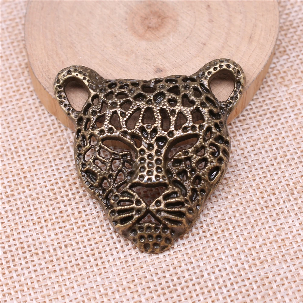 WYSIWYG 1pcs 45x43mm Animal Leopard Head Charm Pendants For Jewelry Making Leopard Head Pendants Charm Leopard