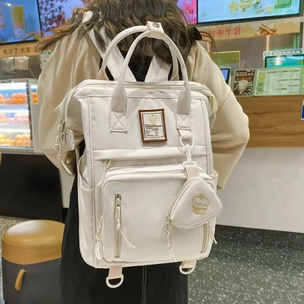 

Cartoon Portable Laptop Backpack Nylon Korean Style College School Bag Large Capacity Waterproof Ins Shoulder Bag Travel