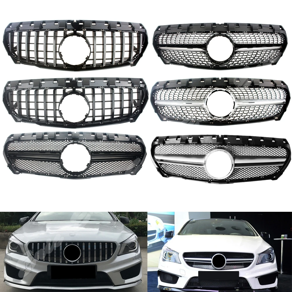 

Front Racing Billet Bumper Grille Cover For Mercedes Benz W117 CLA Class 2013 2014 2015 2016 GTR Diamond AMG