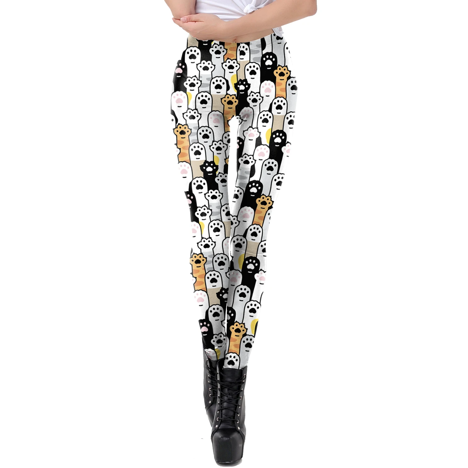 Cute Cat's Paw Yoga Pants New Cartoon Women Leggings 3D Print Elastic Fitness Leggins High Quality Polyester Legins Spring