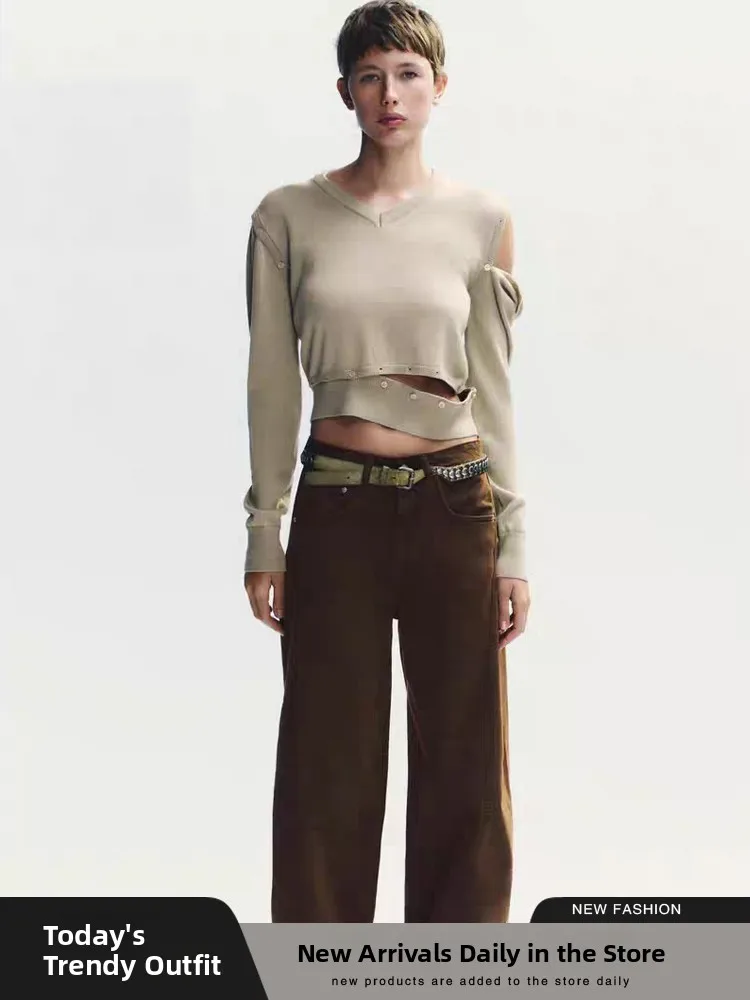 

Faionable Knitted Long Sve V-Ne Removable Button Decor Women's New Autumn Top Personali Clothing Premium Quali