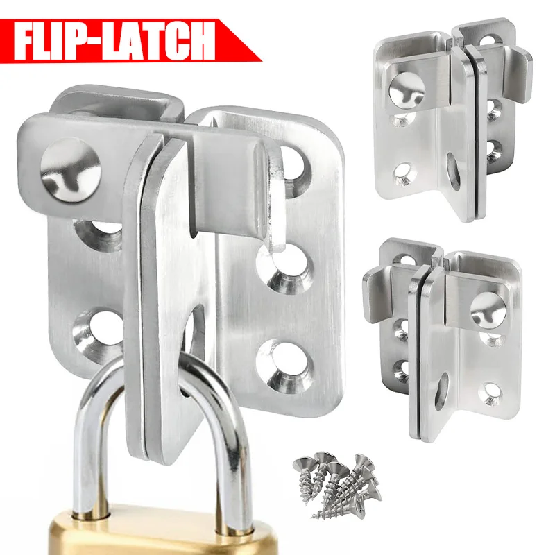 1pcs Stainless Steel Slide Bolt Lock Safety Flip Latch Slide Drawer Lock  Padlock For Cabinets Windows Household Accessories