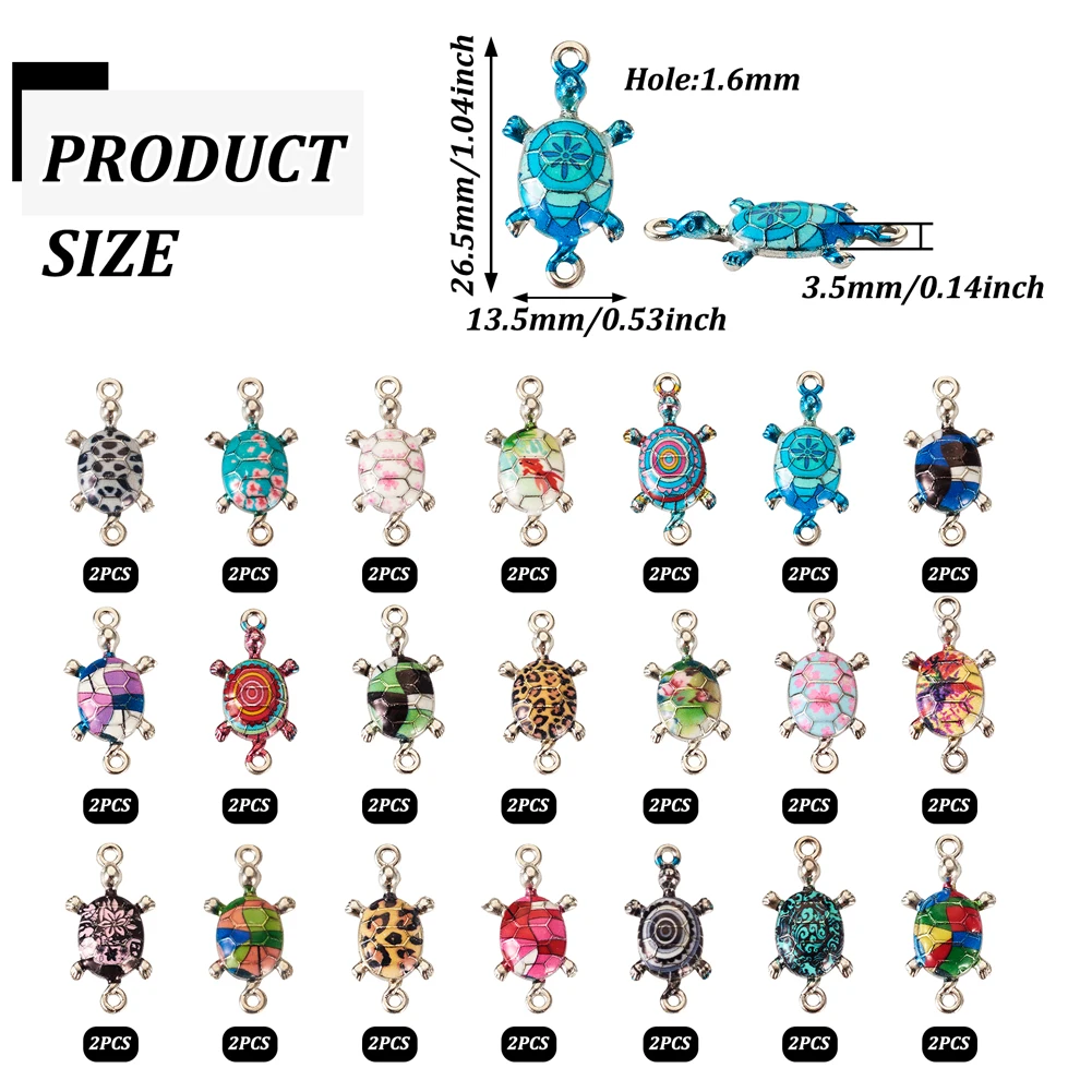 42pcs Alloy Enamel Sea Turtle Connector Charms Animal Theme Links Charms for Bracelet Necklace Handmade Jewelry Making Supplies