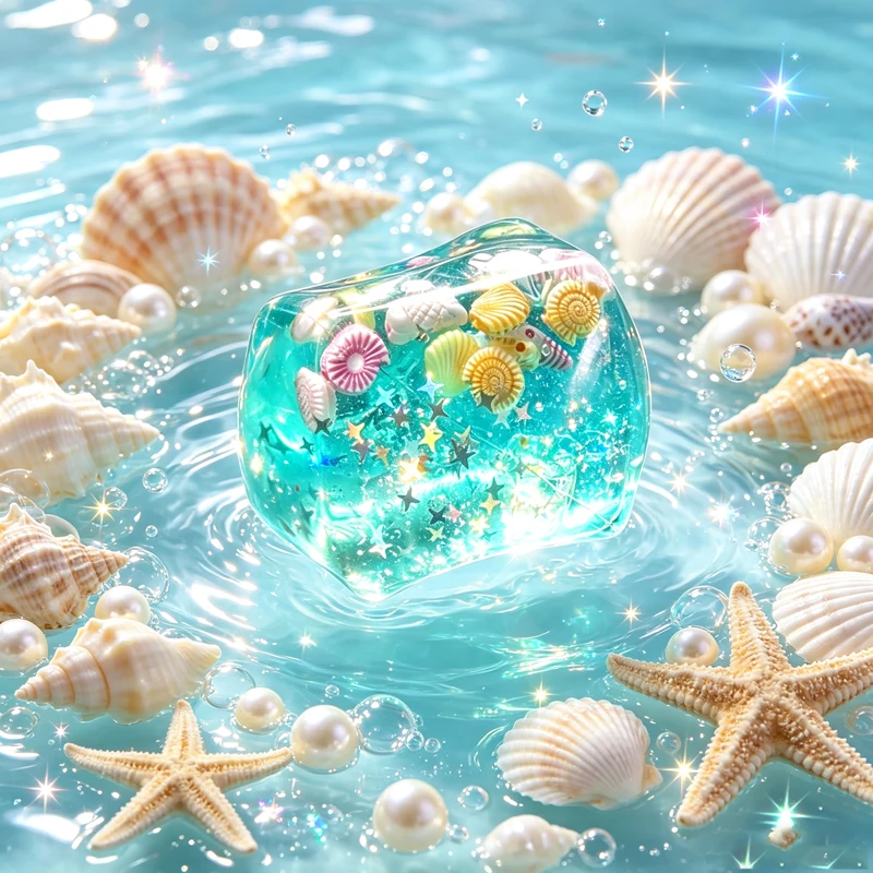 1PC Ocean Island Shell Ice Block Pinching Fun Stress Relieving Toy Cube Maltose Slow Rebound Ornament Decompression Simulation