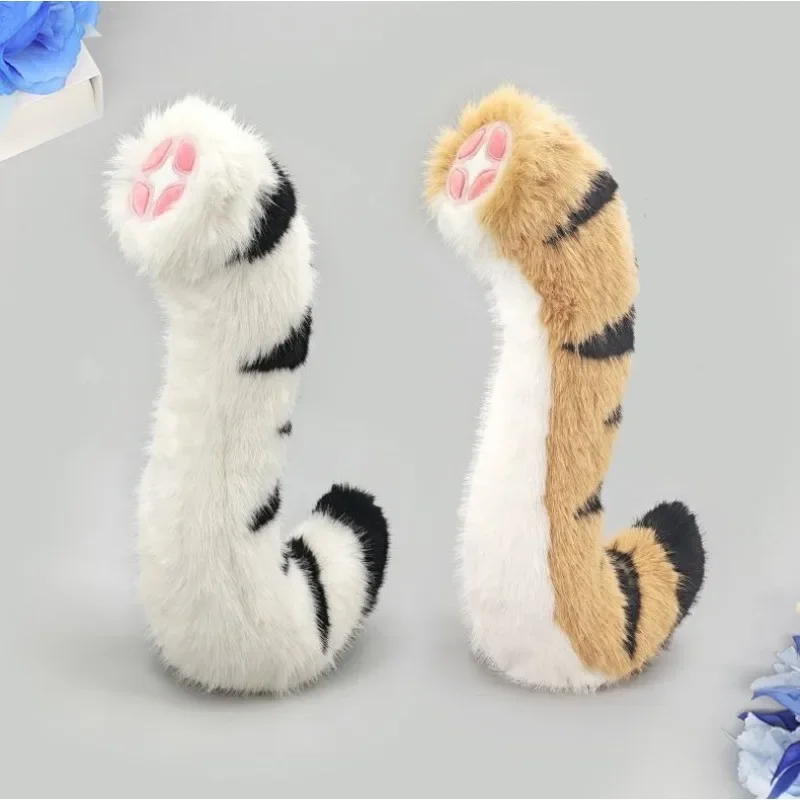 Tiger Cosplay Simulation with Bendable Plush Tiger Tail Headband and Fox Ears Halloween Accessories Tiger Tail Cosplay