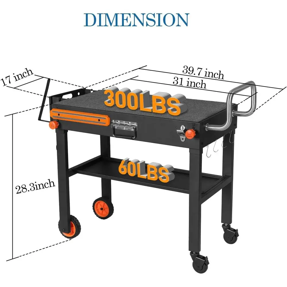 Портативная складная тележка для решеток 17–22 лет и 12 духовок для пиццы — универсальная, быстрая установка, 4 колеса, магнитная полоса (кемпинг и задний двор)