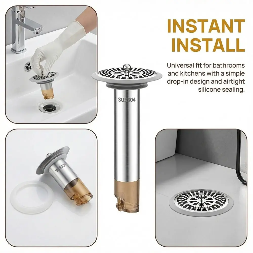 Multiple Sizes Floor Drain Core Filter Screen Rapid Drainage Floor Drain Filter Plugs Magnetic Stainless Steel Floor Strainer
