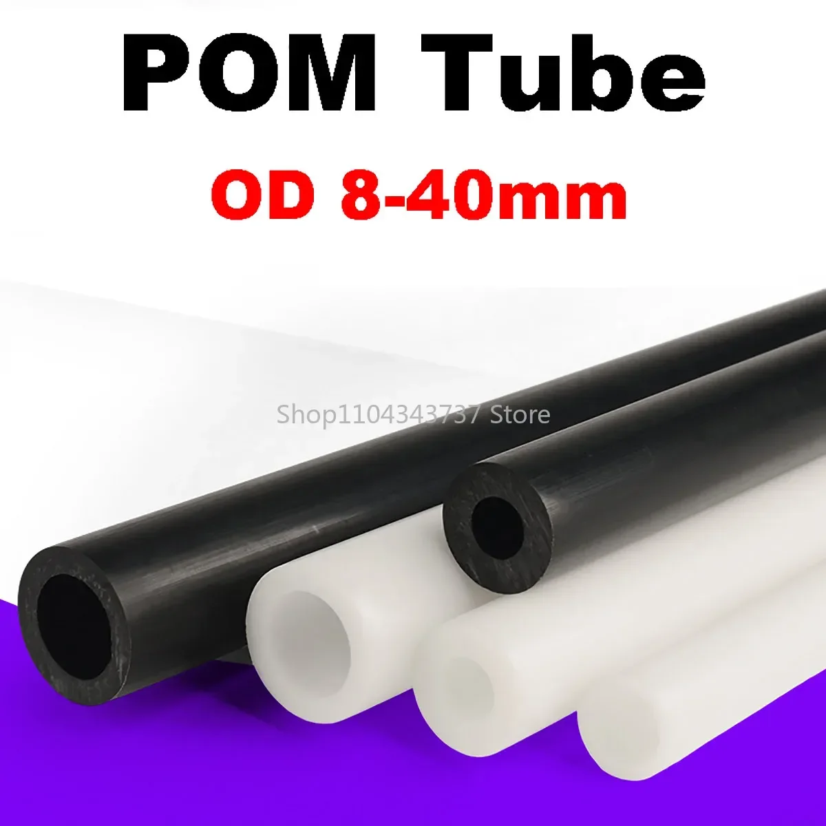 2Pcs Length 500mm Black/White Pom Hollow Pipe Polyformaldehyde Pipe Insulation Hard Plastic Pipe Customizable