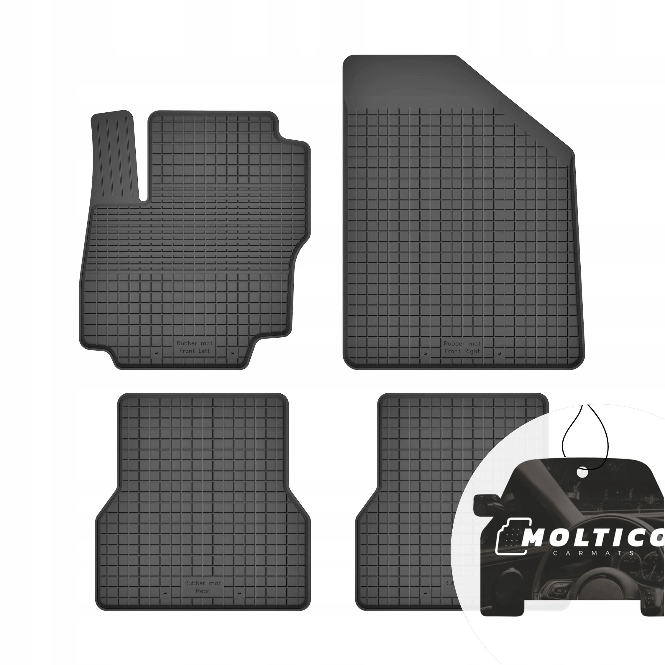 Rubberen matten, geschikt voor de Ford Focus Mk3, bouwjaar 2010-2018, complete set inclusief rand.