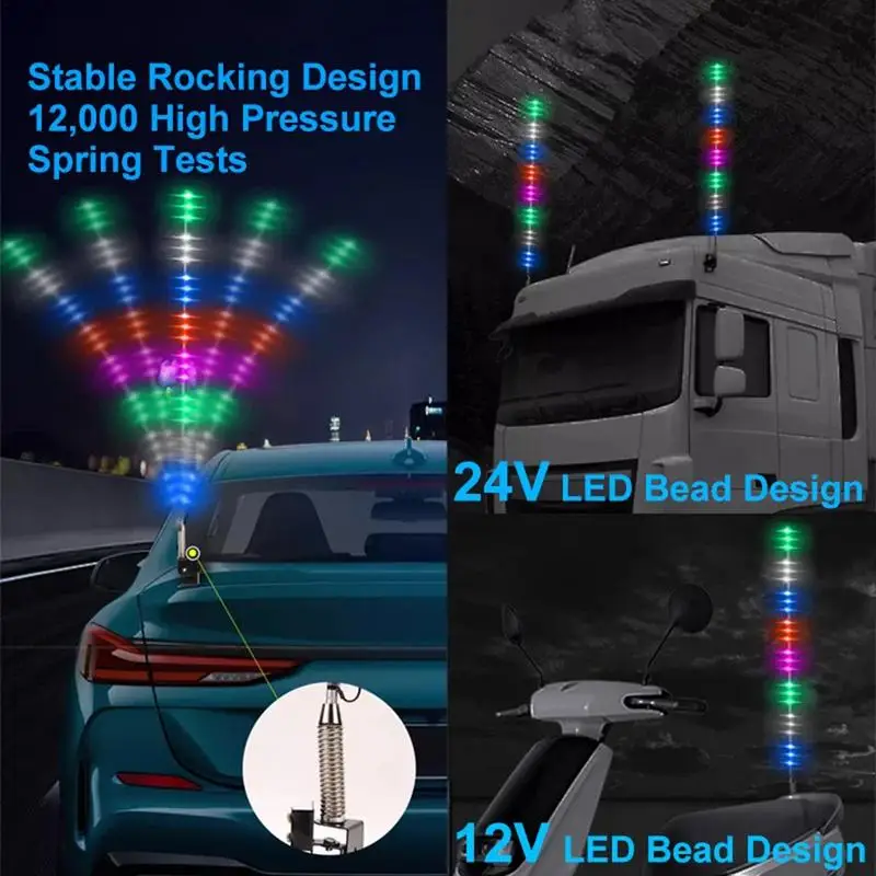 RGB Car Lights Waterproof RGB Flash Lights 12-24V Dustproof Pilot Light Wear-Resistant Streamer Lamp For Commuting Travel