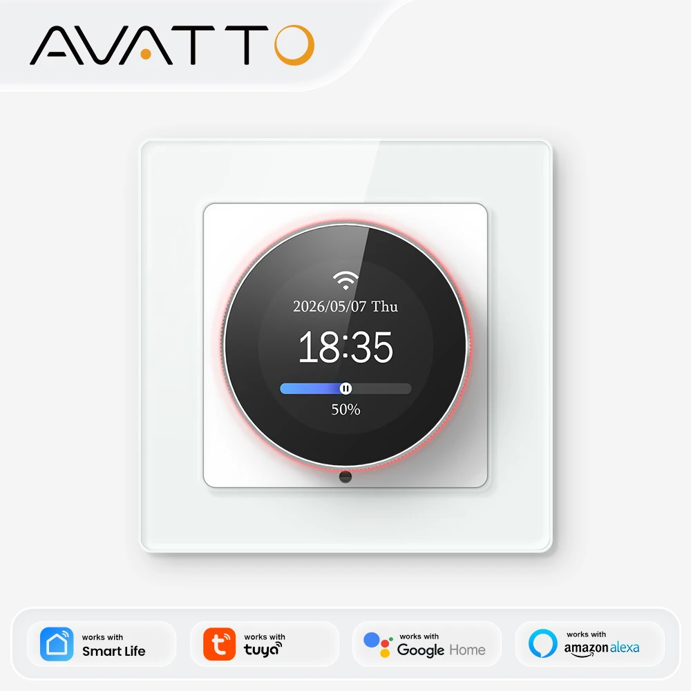 

AVATTO WiFi Smart Knob Curtain Switch,With Ambient Light Ring,Precise Percentage Control,Works With Tuya Alexa Google Home Alice