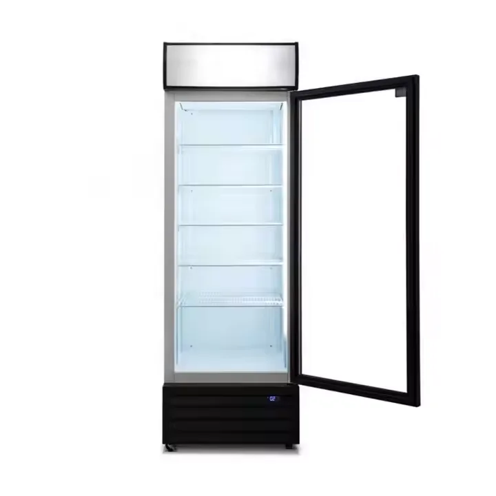 Upright Beverage Cooler Single Glass Door Commercial Fan Cooling Refrigerator with CE & ERP Certification