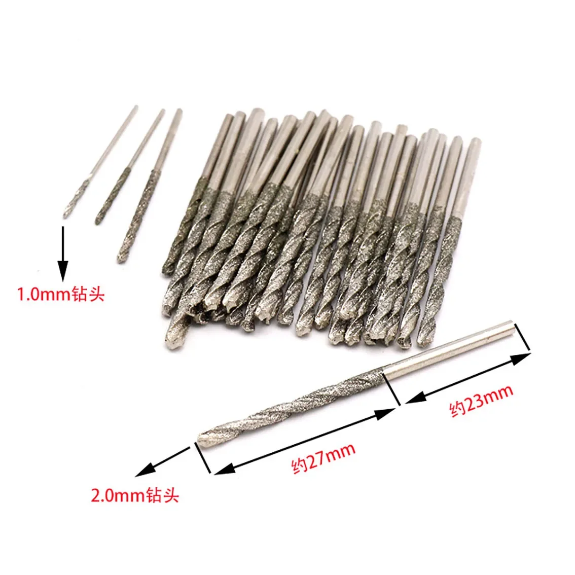 Diamond Twist Drill Bit 0.8/1/1.2/1.5/1.8/ 2/2.5/3/3.5/4mm HSS Coated Spiral Drill Bits Drilling Tool for Glass Jewelry Agate