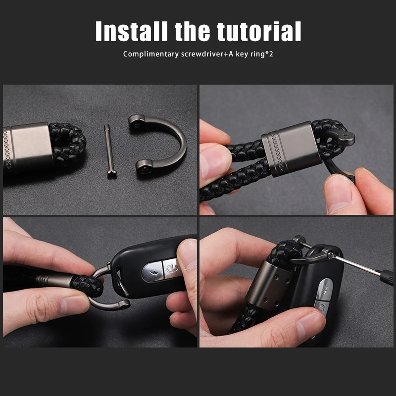 Zinc Alloy Car Keychain Artificial Leather Woven Rope Key Ring For Suzuki Jimny Swift Grand Vitara Ignis Kizashi SX4 Scross - view 6