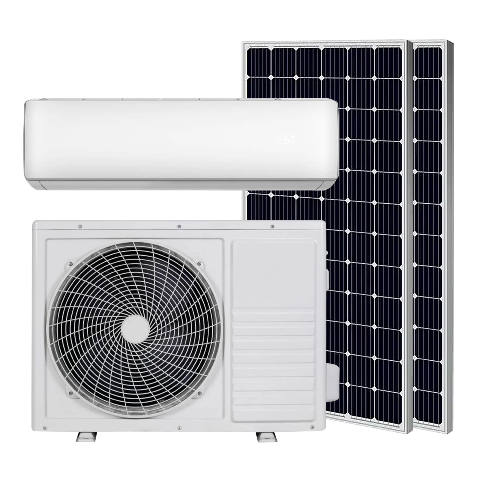12000 BTU 18000 BTU Solar Air Conditioner, 48V Off Grid Hybrid Split Wall Mounted AC System for Home Heating and Cooling