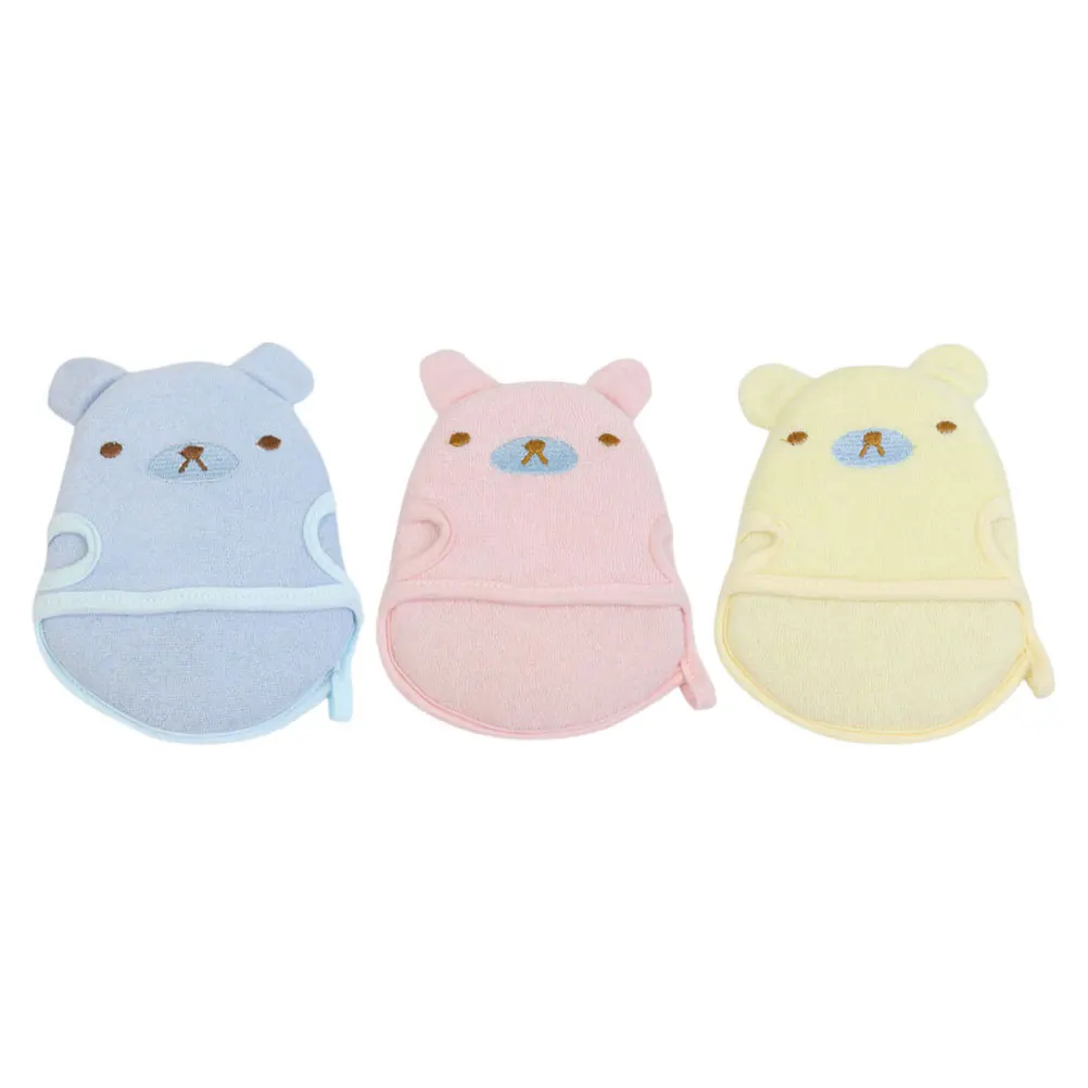 3Pcs Kids Washcloths Baby Bath Mitt Cartoon Animals Design Lightweight Portable Exfoliating Gloves Toddler Shower Supplies