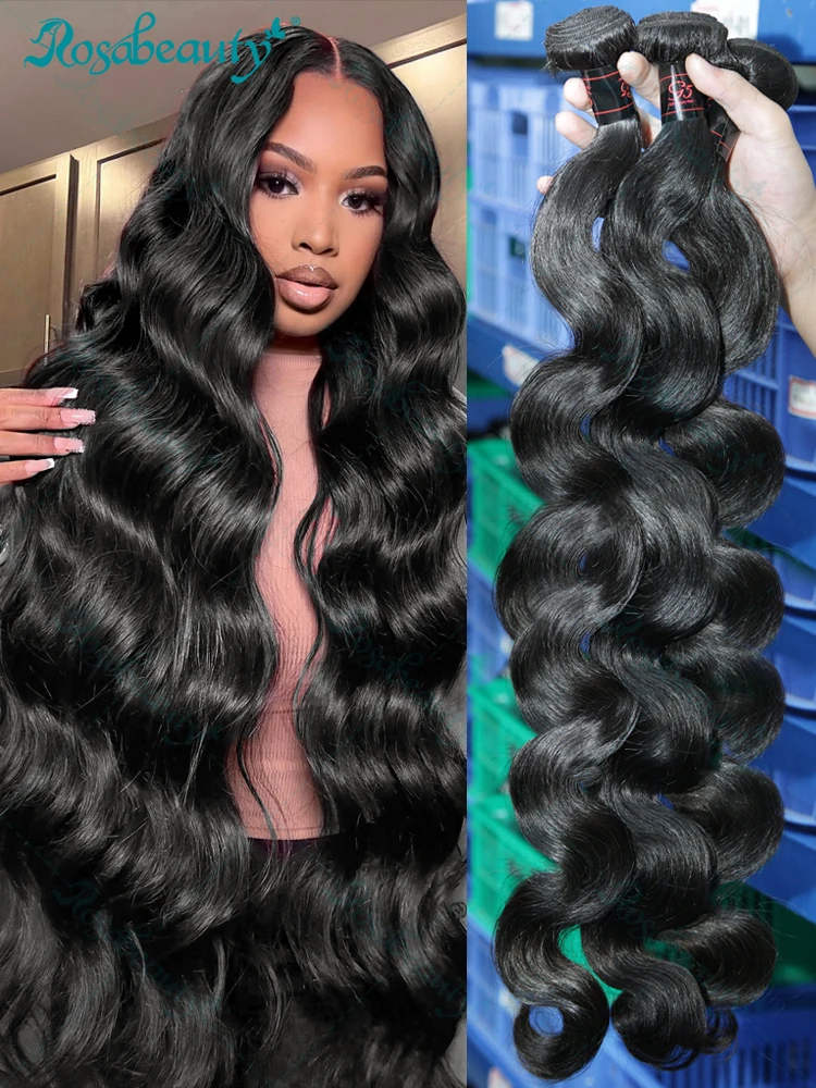 30 34 Inch Body Wave Bundles Human Hair 100% Indian Raw Double Weft Hair Extensions Water Wave 12A Virgin Hair Weaving Tissage