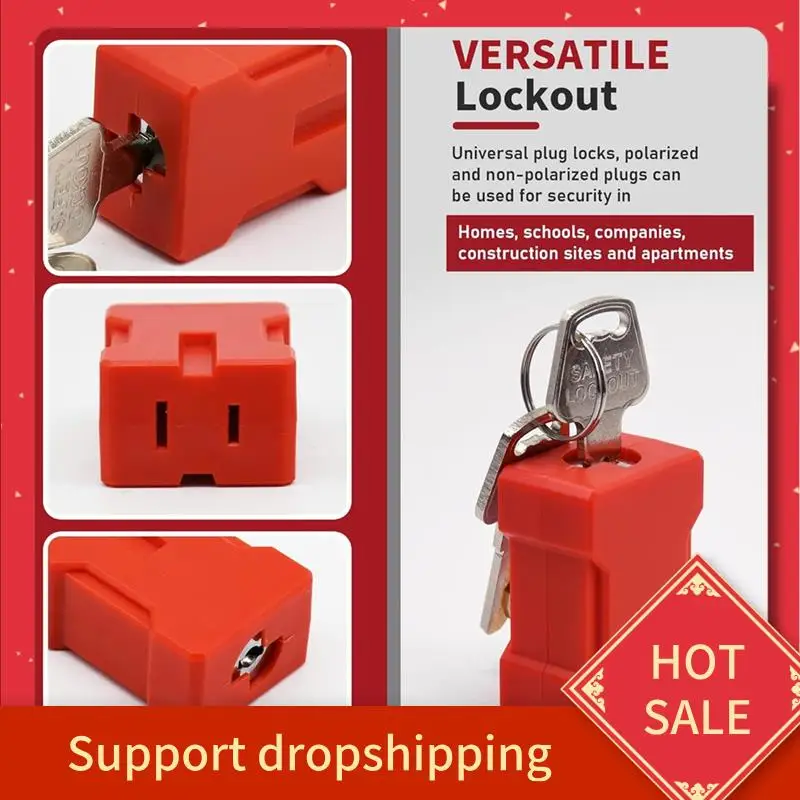 

B44C Plug Lock Lockout Device 2 Pack Outlet Locking Safety Lock Fits Electrical Shutdown Service