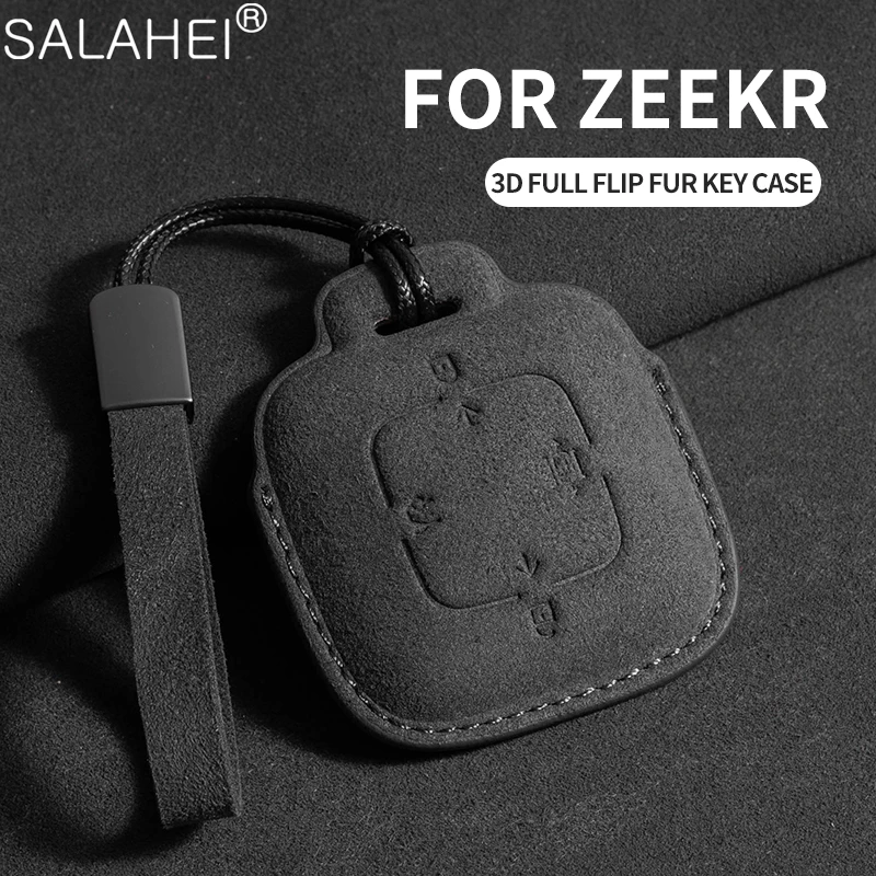 

Suede Leather Car Smart Remote Key Case Fob Cover Protector Shell For Zeekr 001 ZEEKR X 2023 2024 Keyless Keychain Accessories