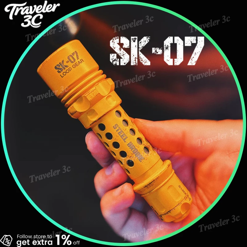 LOOP GEARSK07 Retro Military-Style Hardcore Long-Range Tactical Flashlight Mechanical Lock Portable Camping Flashlight Gift