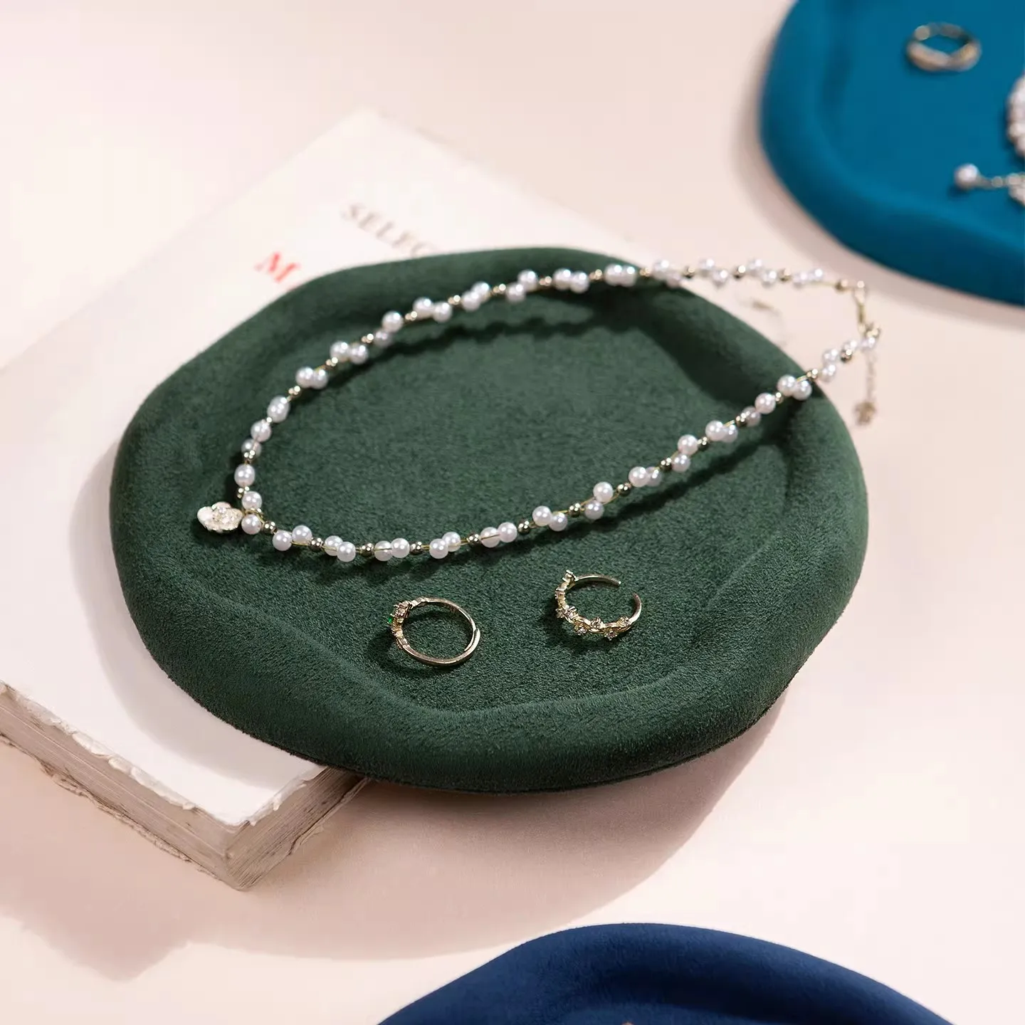 Jewelry Display Tray Velvet Cloth for Live Viewing of Goods Display Stand for Jewelry Counter Shooting Props