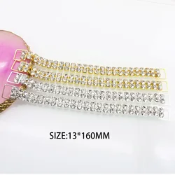 6pcs13 * 160MM Double Row Rhinestone Gold And Silver Decorative Chain/bikini Connecting Buckle For Shoulder Strap Clothing Acces