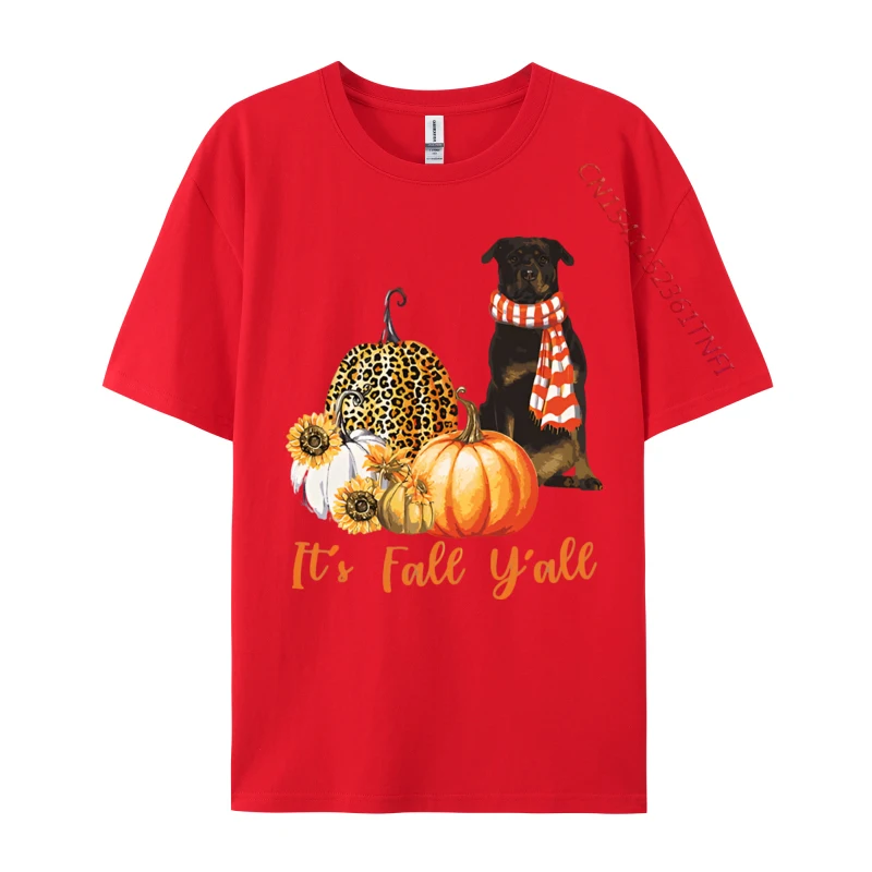 Its Fall Yall Rottweiler Dog Leopard T-shirt Black Cotton Tees for Men Novelty T Shirt Gothic Plain image 3