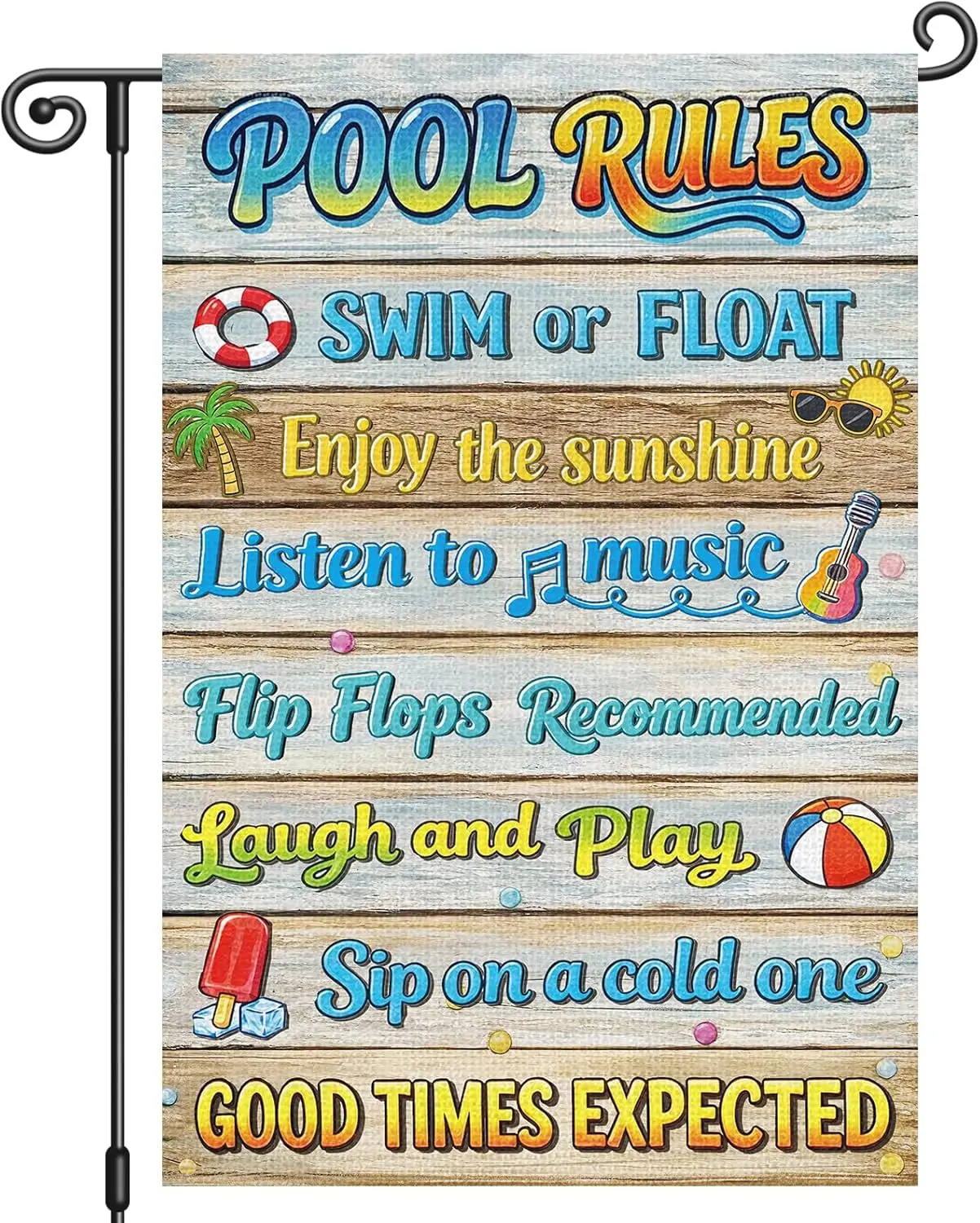 Louise Maelys Summer Poolside Garden Flag 12x18 Inch, Swimming Pool Rules Yard Flag, Outdoor Double Sided Banner Sign for Ba AAS