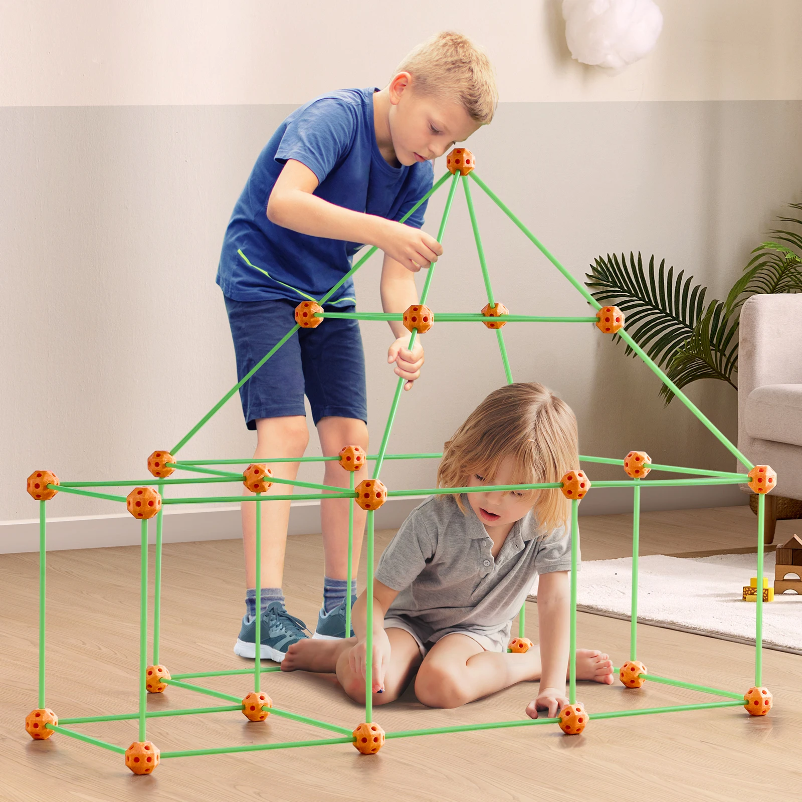 Tent Fort Building Kit For Kids Glow In The Dark STEM Construction Toy 85P