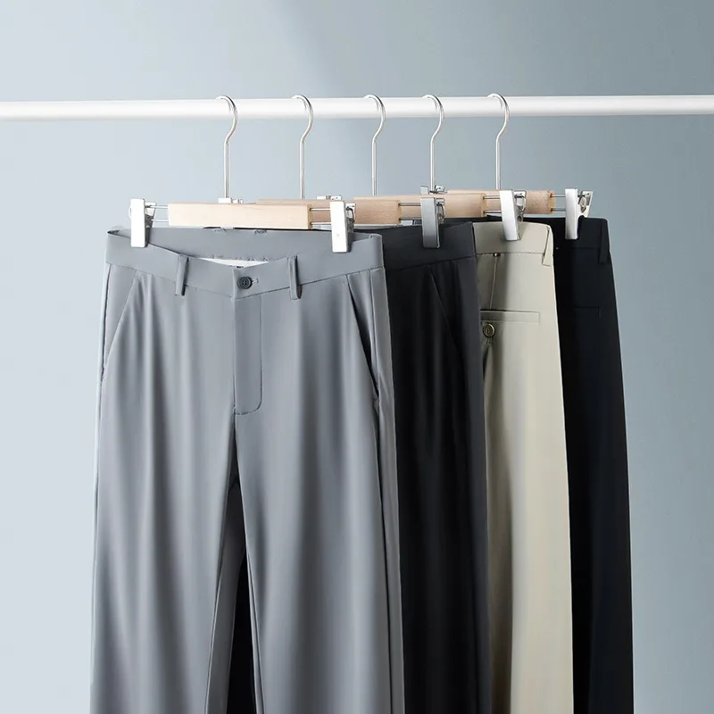 Luxurious Man Suit Pants Ice Cool Feel Breath Waterproof Vertical Anti Wrinkle Trousers Quality Sunscreen Elastics Summer Pants