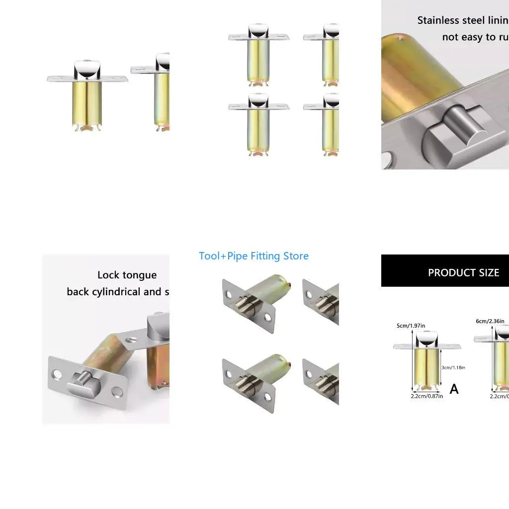 F92B 4Pcs Round Balls Door Knob Body Lock Cores Single Lock Body Tongue Replacement Locking Tongue Fitting Easy to Install