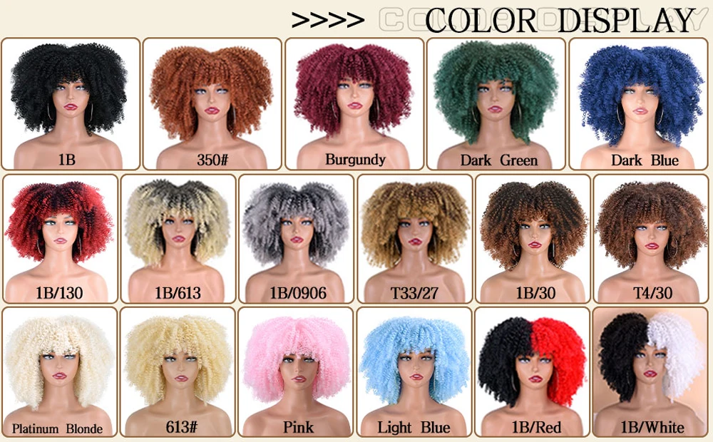 Peluca de pelo sintético corto Afro rizado con flequillo para mujeres negras, 12 pulgadas, pelucas de Cosplay Rubio Natu